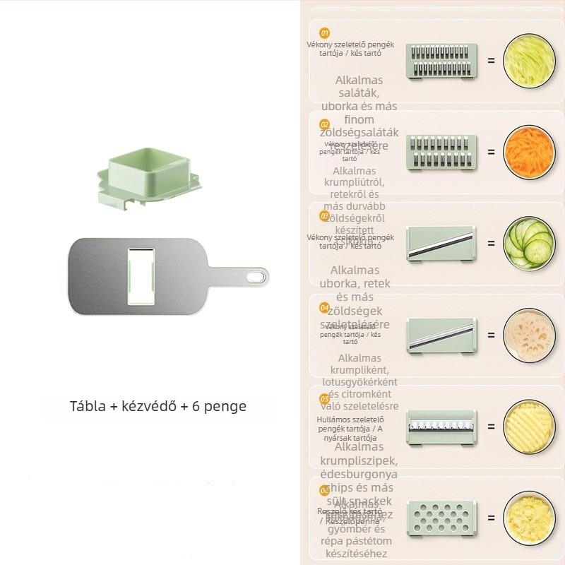 Kézi multifunkcionális zöldségvágó átlátszó testtel - PET anyag, testreszabható feldolgozás, logó nyomtatás