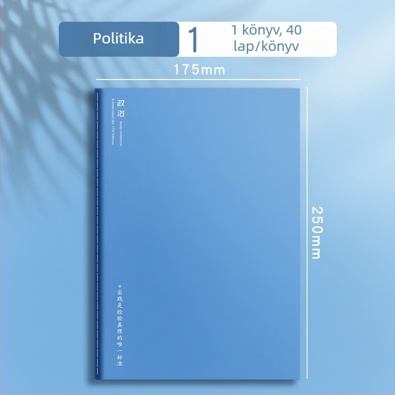 B5-ös teljes tantárgyú jegyzetfüzet-készlet középiskolások és gimnáziumba járók számára – kínai, matematika és angol