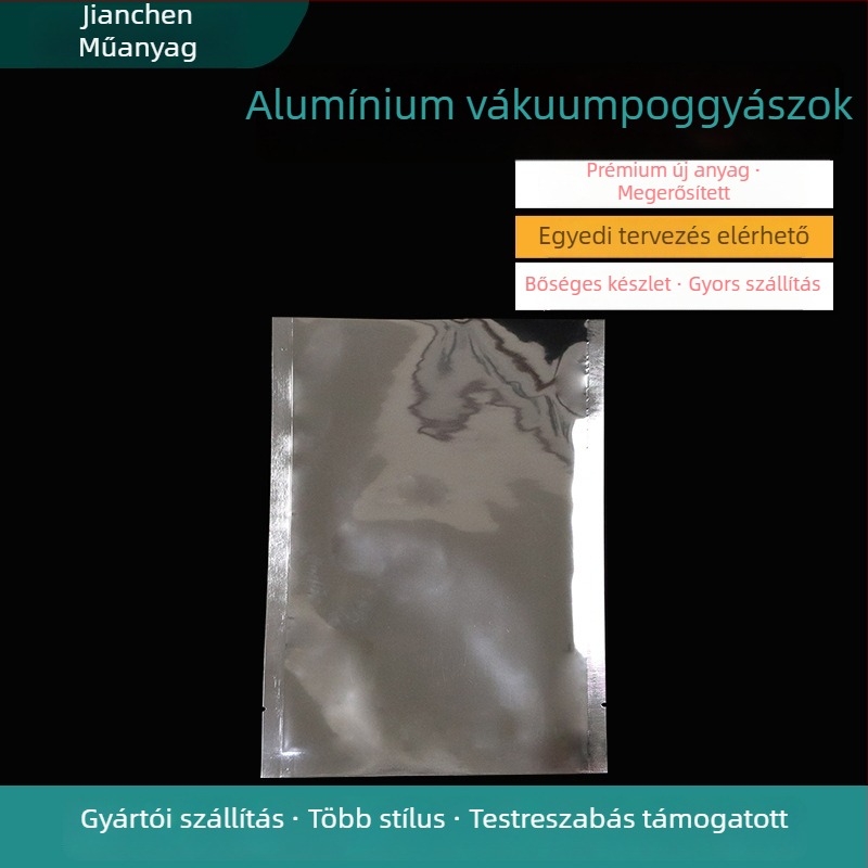 Alumíniumozott Yin‑Yang élelmiszer csomagoló tasak, vastagabb fényes áttekinthető alumíniumfóliával — főtt hús tartósítására (Eredet: Cangzhou, Hebei; Termékkód: 005; Használat: általános élelmiszer csomagolás; Napi kapacitás: 10000)