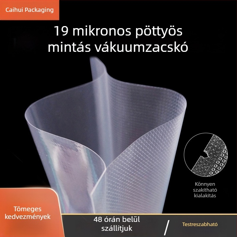 Pontozott textúrájú élelmiszer-vákuum zacskó, átlátszó frissességmegőrző zacskó