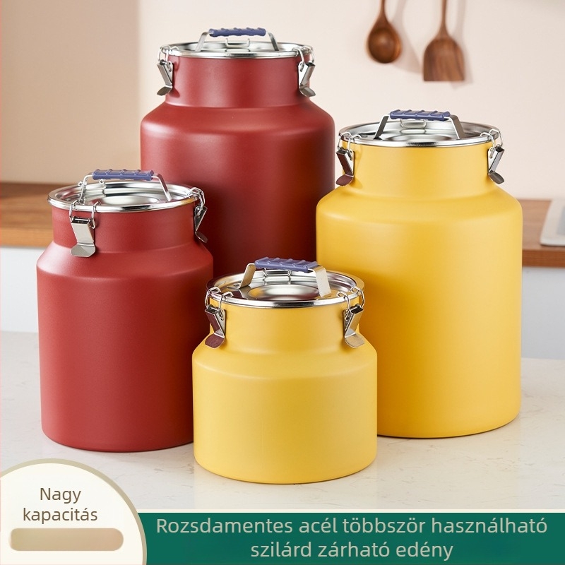 Rozsdamentes acélból készült kör alakú tárolóedény, kapacitás 5L+ — frissességmegőrző tartály, Hongjunda