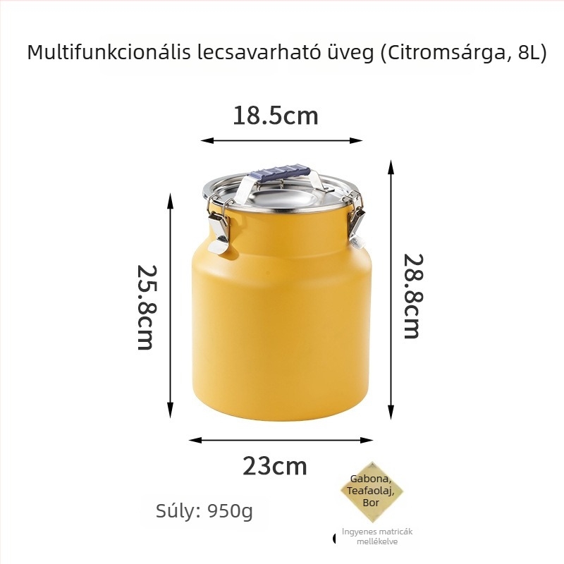 Rozsdamentes acélból készült kör alakú tárolóedény, kapacitás 5L+ — frissességmegőrző tartály, Hongjunda