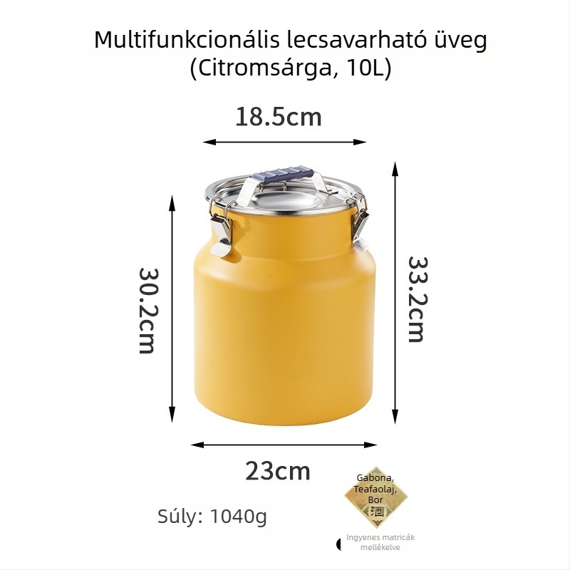 Rozsdamentes acélból készült kör alakú tárolóedény, kapacitás 5L+ — frissességmegőrző tartály, Hongjunda