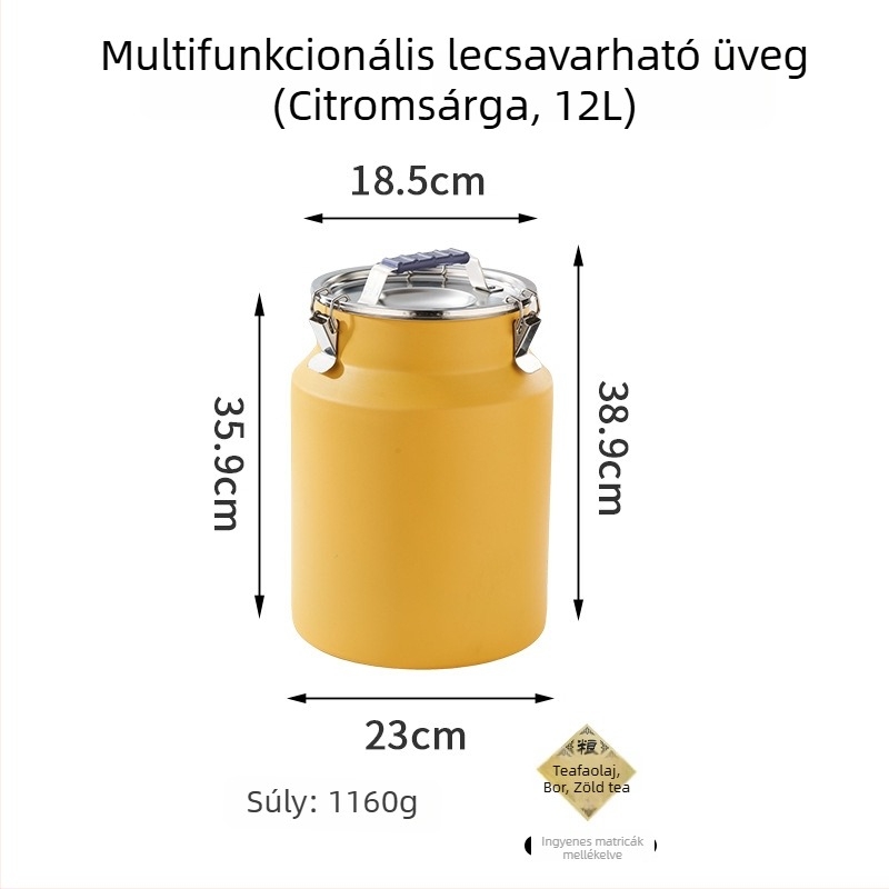 Rozsdamentes acélból készült kör alakú tárolóedény, kapacitás 5L+ — frissességmegőrző tartály, Hongjunda