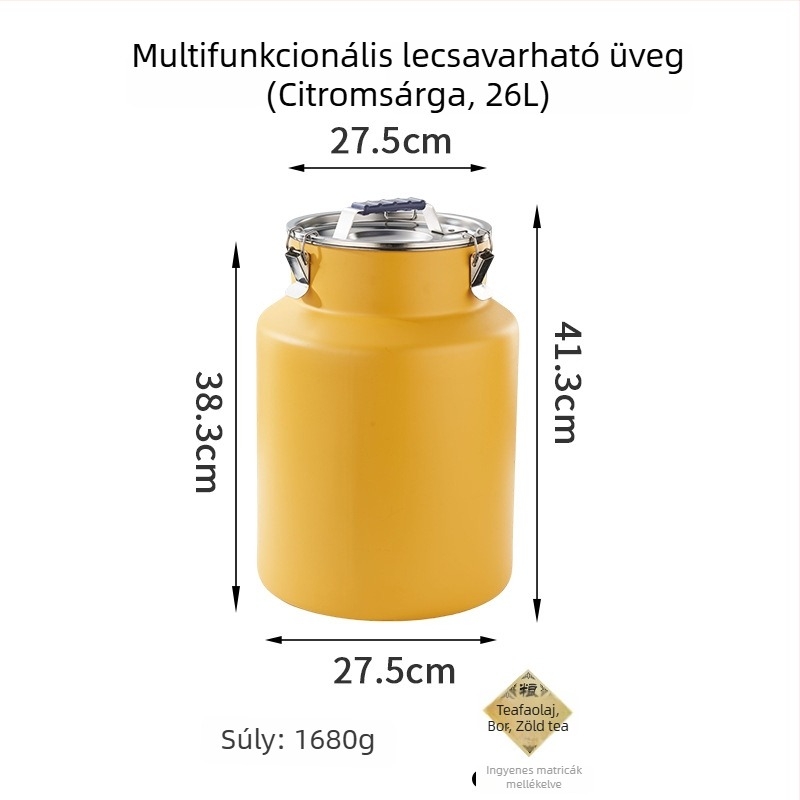 Rozsdamentes acélból készült kör alakú tárolóedény, kapacitás 5L+ — frissességmegőrző tartály, Hongjunda