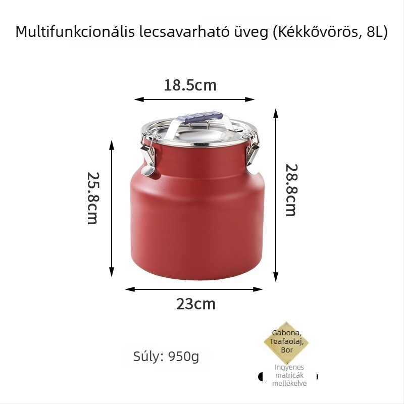 Rozsdamentes acélból készült kör alakú tárolóedény, kapacitás 5L+ — frissességmegőrző tartály, Hongjunda