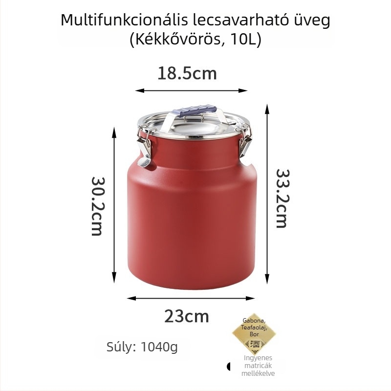 Rozsdamentes acélból készült kör alakú tárolóedény, kapacitás 5L+ — frissességmegőrző tartály, Hongjunda