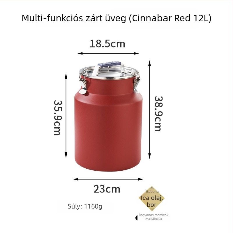 Rozsdamentes acélból készült kör alakú tárolóedény, kapacitás 5L+ — frissességmegőrző tartály, Hongjunda