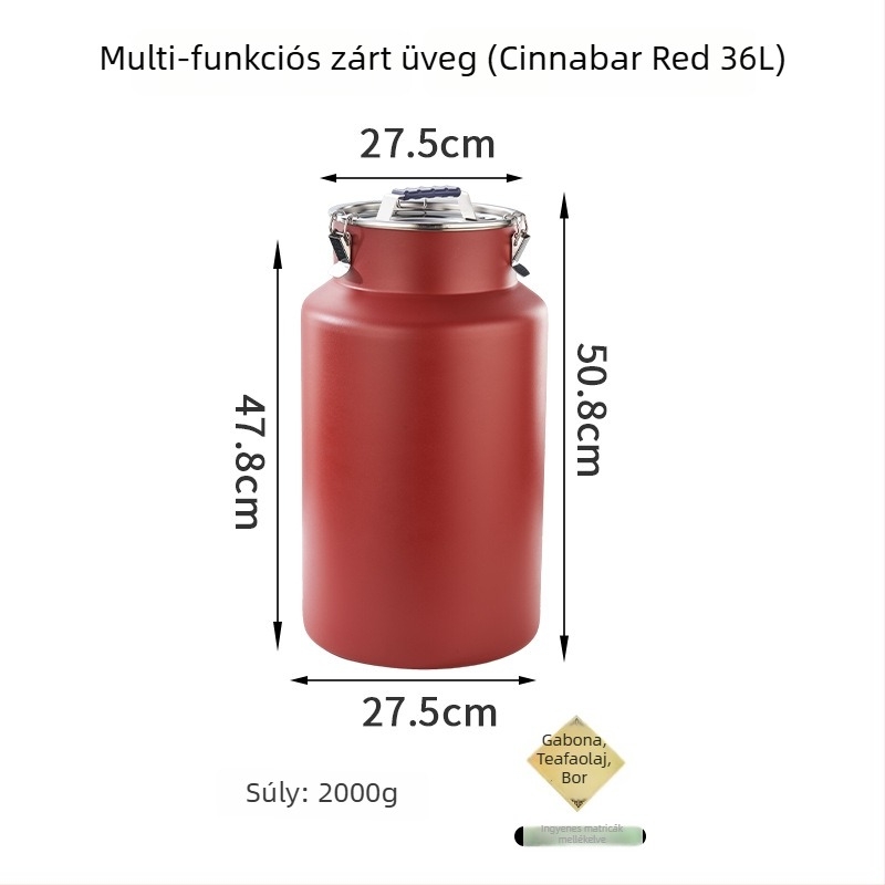 Rozsdamentes acélból készült kör alakú tárolóedény, kapacitás 5L+ — frissességmegőrző tartály, Hongjunda