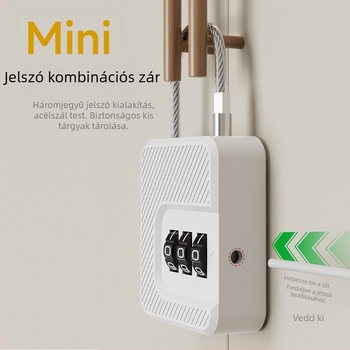 Jelszós kis lakat, utazáshoz — ABS + rozsdamentes acél vezeték, modell F337, zárókar vastagsága 3 mm, távolság a zárókarok között 30 mm