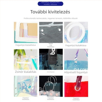 Személyre szabott PVC lézeres kézitáska, átlátszó kiállításokra és ruházati boltokba, egyrészes jelly táska