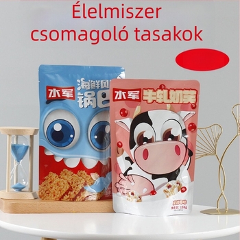 Személyre szabott élelmiszer-csomagoló tasakok alumíniumfóliával, háromoldalas és nyolcszögű zárás, álló, önzáró tasakok, kompozit tekercses csomagolás