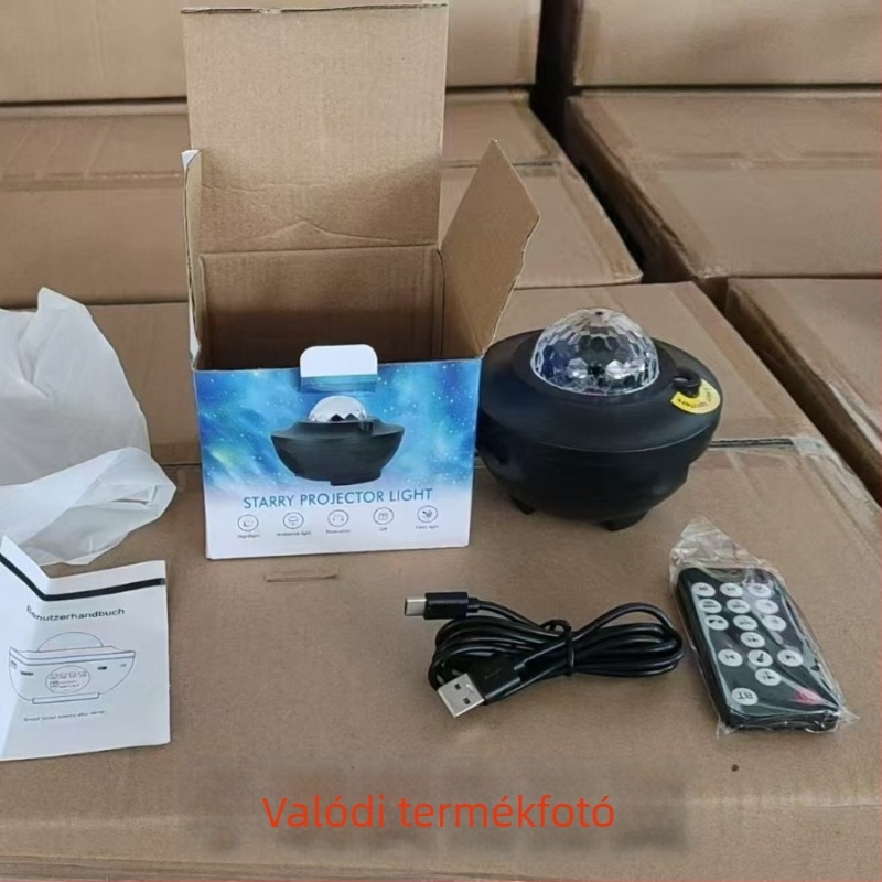 Csillagfényes égbolt projektor USB-s Bluetooth hangszóróval és távirányítóval, víz-hullám mintázatú lézeres projekcióval