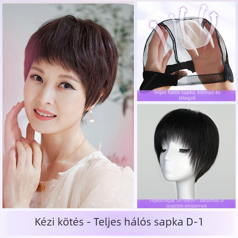 Női paróka – rövid göndör haj, kézzel szőtt, emberi hajból; festhető vagy dauerolható