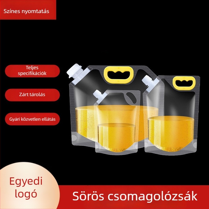 Átlátszó műanyag álló zacskó tölcsérrel, kézműves sör és gabonatárolásra, nedvességálló zárás