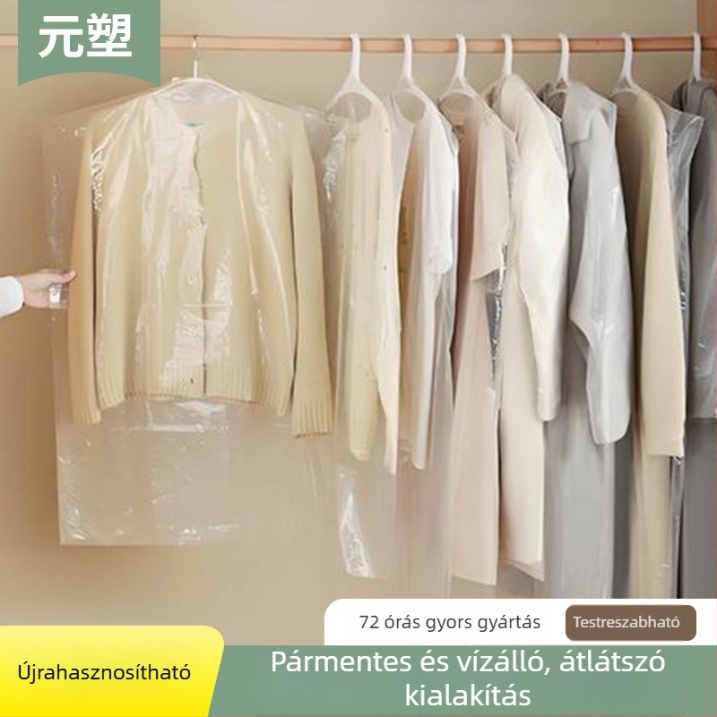Átlátszó ruhatartó védő – Háztartási műanyag tároló tasak ruhákhoz, testre szabható kétoldalas vastagság, Termék szám 1213