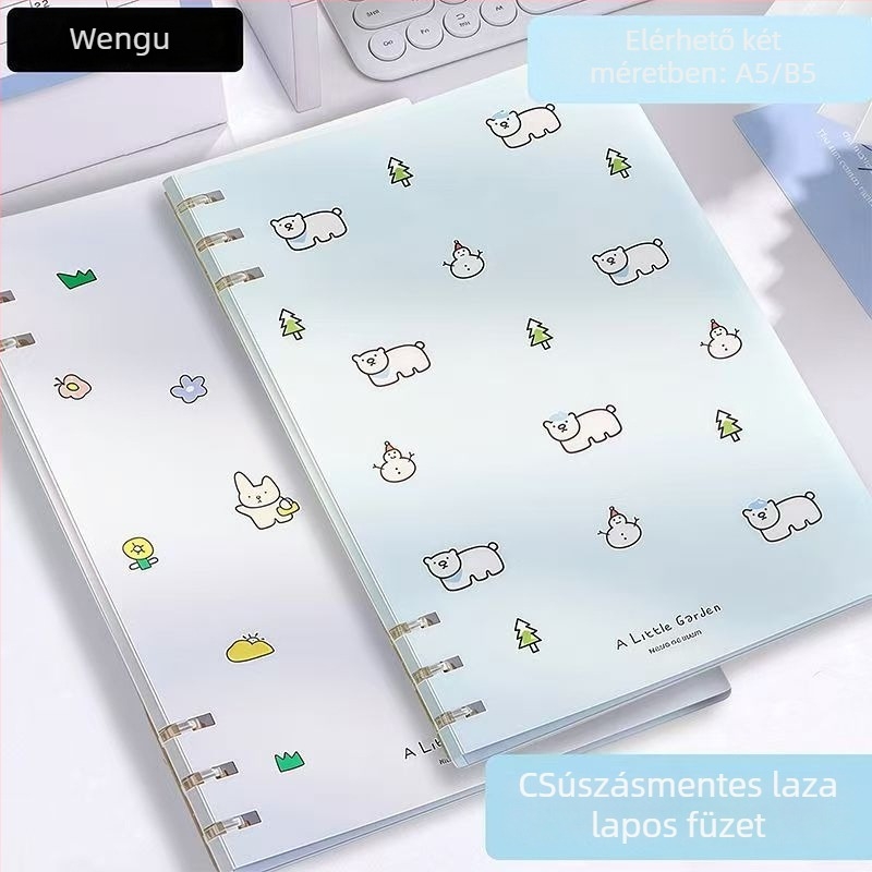 Wengu notesz leválasztható lapokkal, háromgyűrűs kötés, PP borító, dupla offset papír, 78 g/m², 50–100 oldal