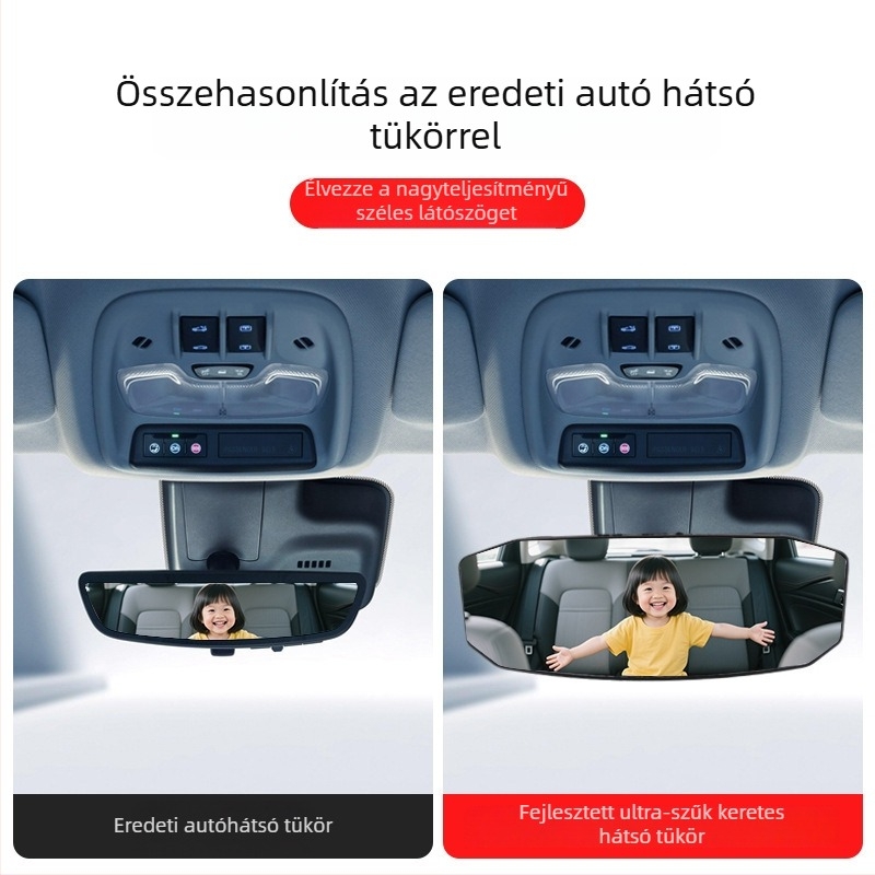 Bymaocar BY-1871 Autó belső hátsó tükör – széles látómező, nagy felbontás, ívelt széles látószögű tükör, babamonitor a hátsó ülésen
