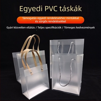 Átlátszó PVC csomagoló taska matt PP-fogantyúval, ajándékcsomagoláshoz ruháknak és édességeknek