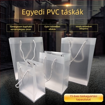 Átlátszó PVC csomagoló taska matt PP-fogantyúval, ajándékcsomagoláshoz ruháknak és édességeknek