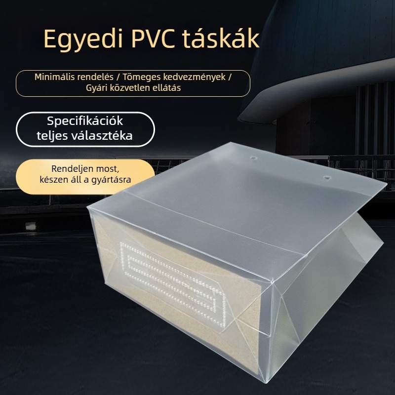 Átlátszó PVC csomagoló taska matt PP-fogantyúval, ajándékcsomagoláshoz ruháknak és édességeknek