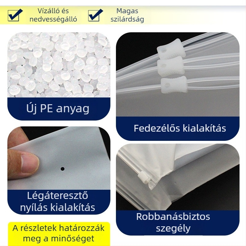 PVC cipzáras taska, átlátszó ruházati csomagolás, CPE minta, többfunkciós ruházati csomagolás, 3 mm tolerancia