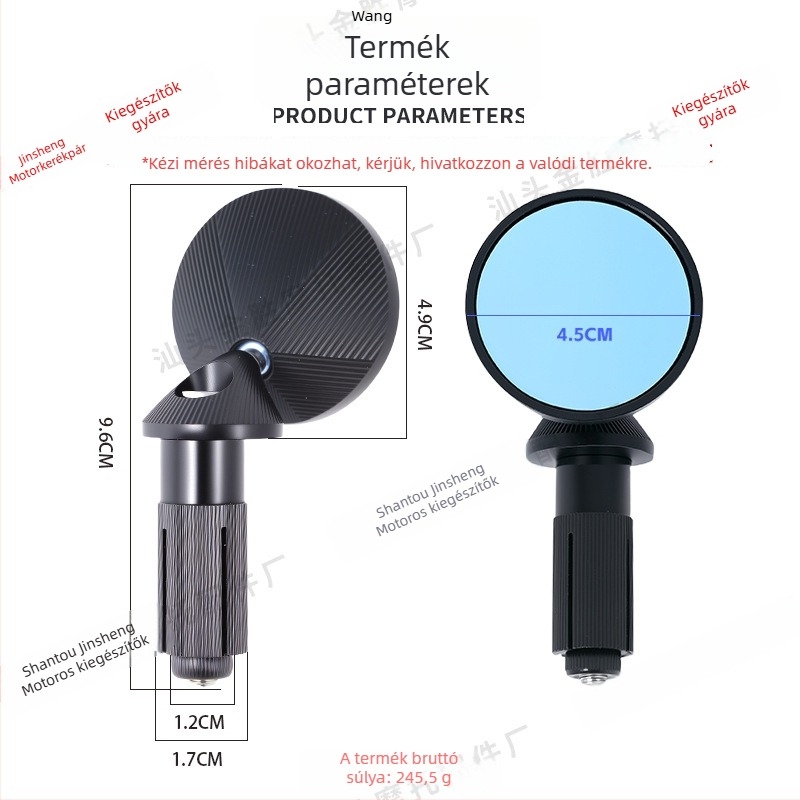Motorkerékpár kör alakú visszapillantó tükör - alumíniumötvözet ház, kör alakú tükör, általános kompatibilitás