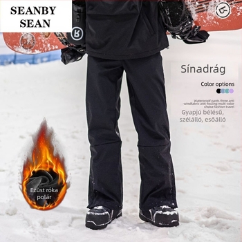 Férfi fleece-lével bélelt softshell nadrág, szél- és vízálló, téli kültéri hegymászáshoz és síeléshez