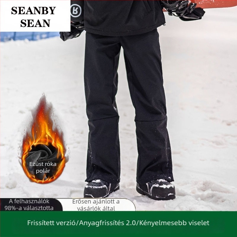 Férfi fleece-lével bélelt softshell nadrág, szél- és vízálló, téli kültéri hegymászáshoz és síeléshez