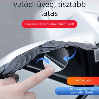 MS Autó hátsó nézet tükör esővédővel, kis kerek tükör, integrált visszaverő és holttér tükör