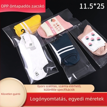 OPP zacskók zoknik csomagolásához, átlátszó öntapadós műanyag zacskók (Napi gyártás: 2 000 000; Dupla rétegű vastagság: 10 Silk; Eredet: Yiwu)