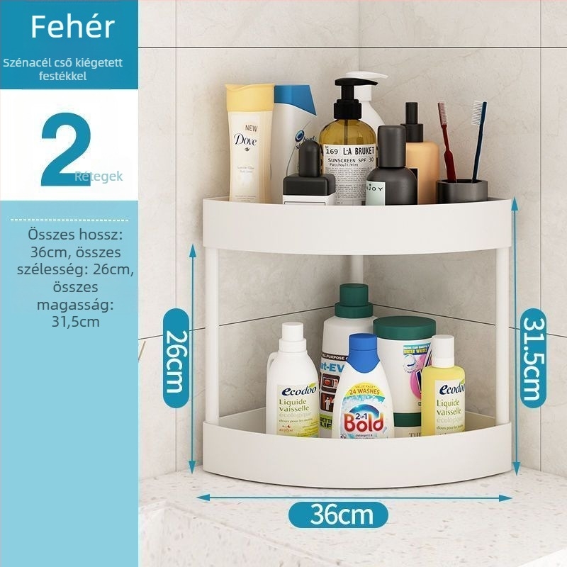 Háromszög alakú padlóra álló tároló állvány, összecsukható, több rétegű, műanyag, modern minimalist stílus