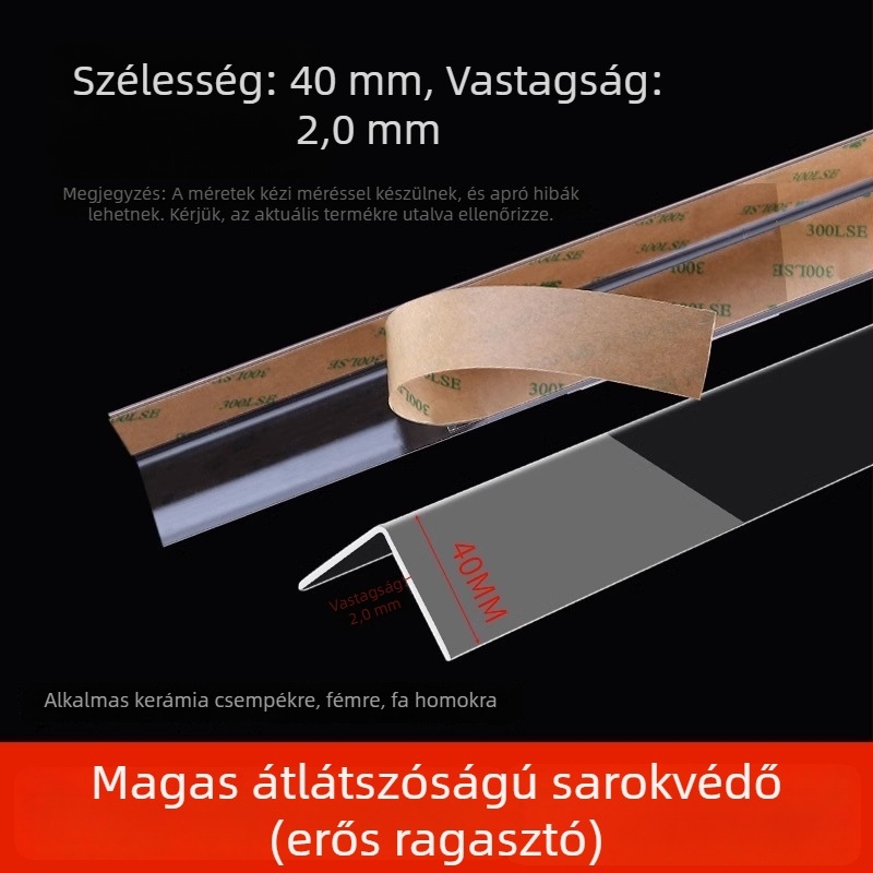 Átlátszó sarokvédő profil falhoz, fúrás nélkül, erős ragasztó hátoldallal, otthoni használatra