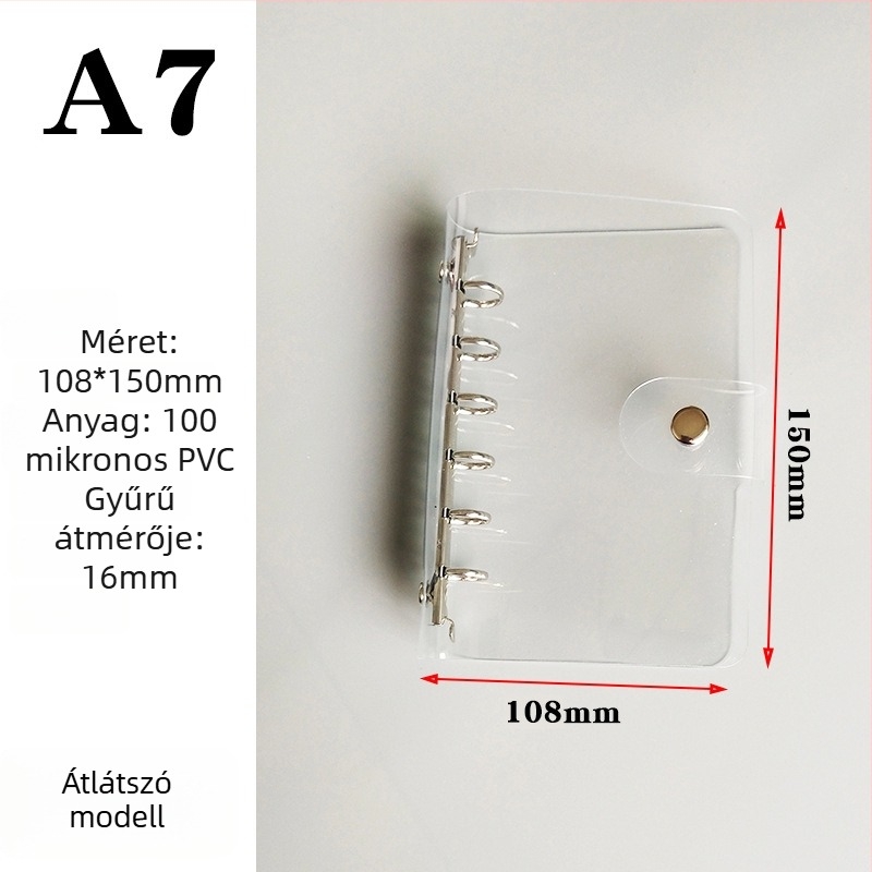A7-es oldható lapos notesz, A6 puha fedéllel, A5-ös hat lyuk, B5-ös kilenc lyuk, A4-es négy lyuk, 26 lyuk és 20 lyuk