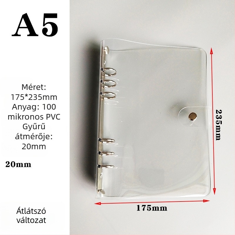 A7-es oldható lapos notesz, A6 puha fedéllel, A5-ös hat lyuk, B5-ös kilenc lyuk, A4-es négy lyuk, 26 lyuk és 20 lyuk