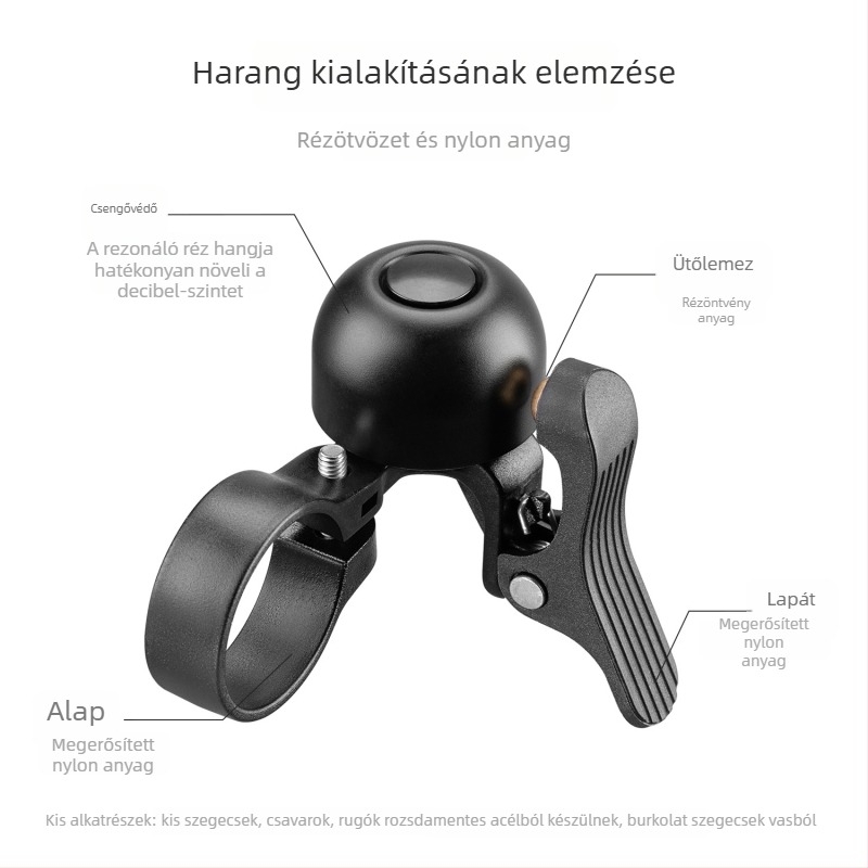 RockBros országúti kerékpár csengő görbített kormányra retro dizájnnal, uniszex, testreszabás elérhető