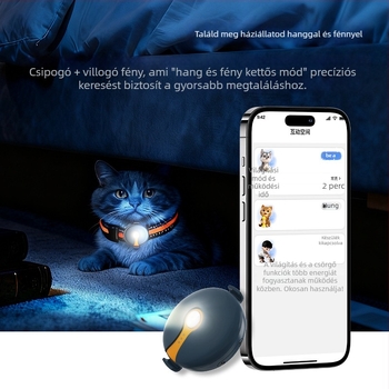 Kisállat-nyomkövető, 4G vezeték nélküli GPS, ABS ház, polimer akkumulátor, GPS pontosság 5 m, üzemidő 5–7 nap