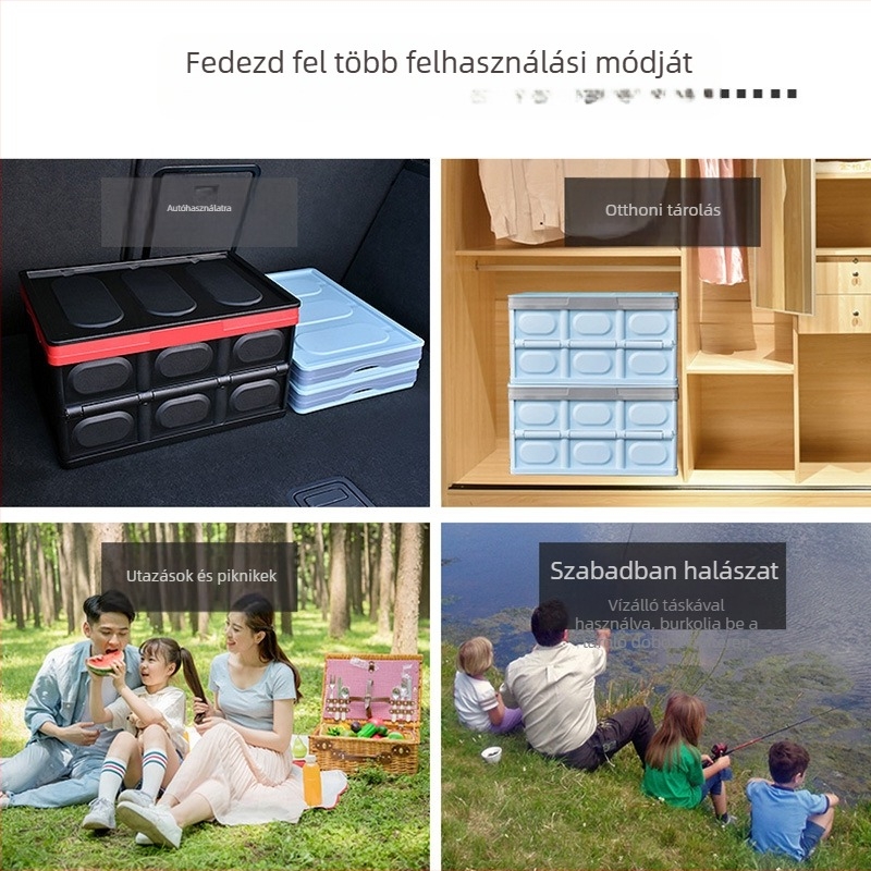 Összehajtható autócsomagtartó tároló doboz, polipropilén, 50 L kapacitás, logó nyomtatás, testreszabás elérhető
