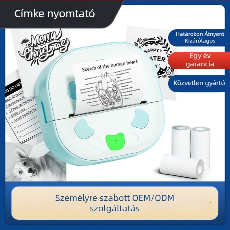 D21 Bluetooth hordozható címkenyomtató, hőnyomtatás, 48 mm formátum, 57 mm papírkapacitás, Android és iOS támogatás