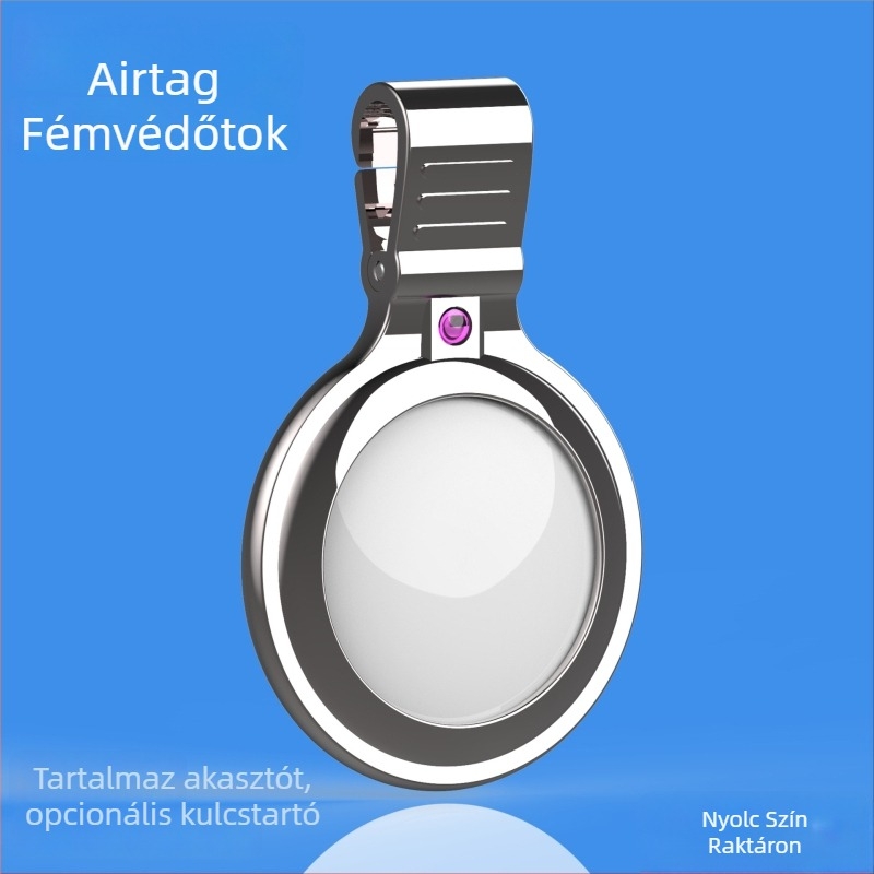 AirTag Lokátor Fém Kulcstartó T102, Fém Klipsz, Tömeg 25 g, Logóval