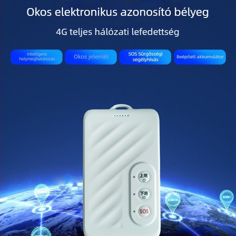 4G-es elektronikus munkabélyegző jelenlét-nyomkövetővel – Baidu térkép, GPS 5–15 m, polimer akkumulátor, termékkód Vd80