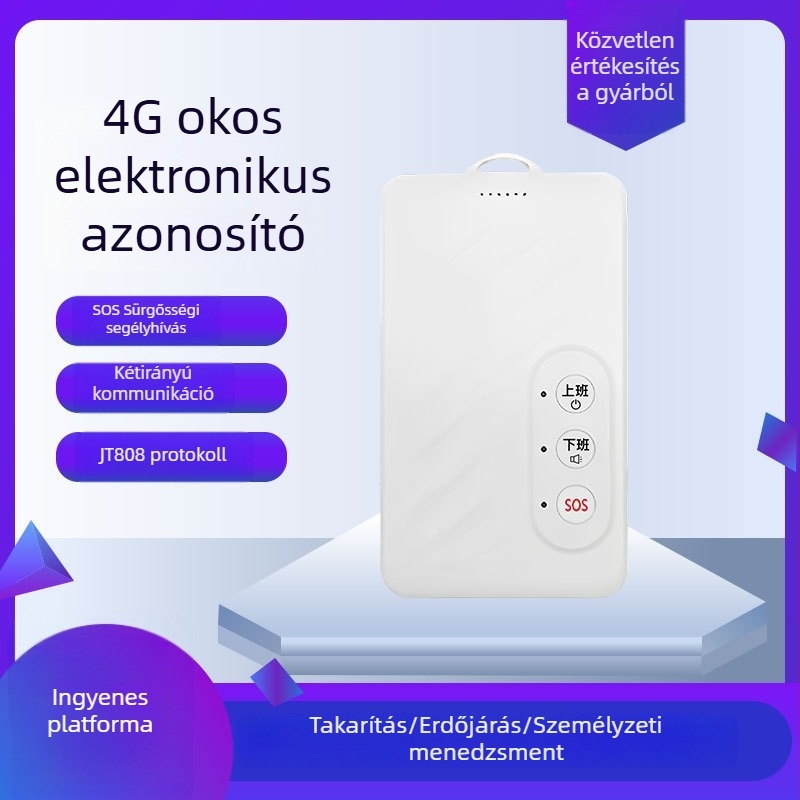 4G-es elektronikus munkabélyegző jelenlét-nyomkövetővel – Baidu térkép, GPS 5–15 m, polimer akkumulátor, termékkód Vd80