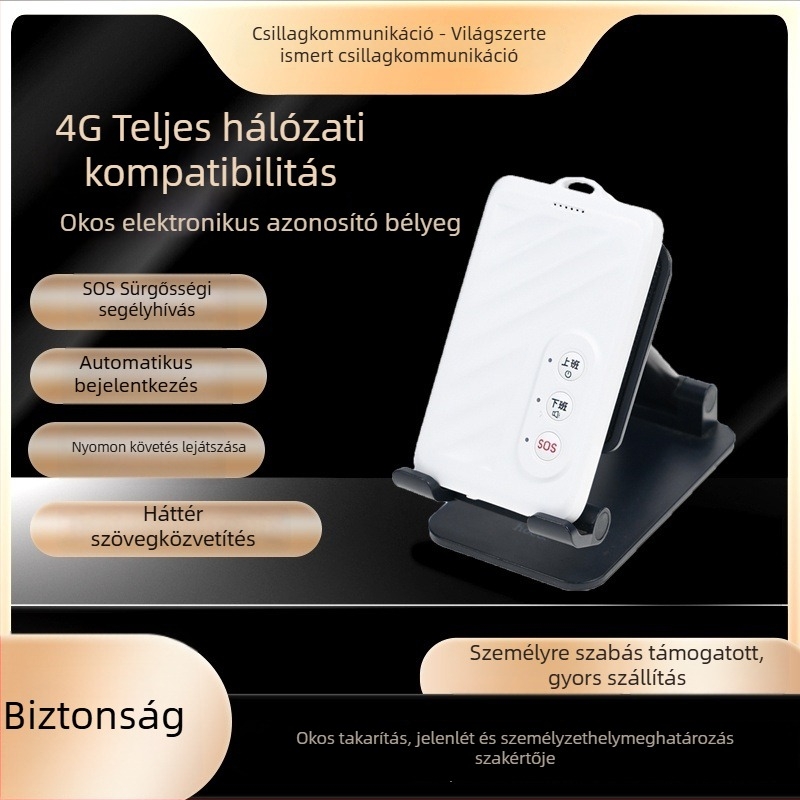 4G-es elektronikus munkabélyegző jelenlét-nyomkövetővel – Baidu térkép, GPS 5–15 m, polimer akkumulátor, termékkód Vd80