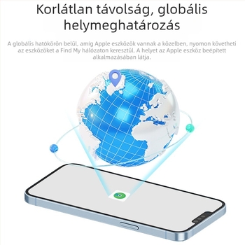 Trangjan P045 Kártya típusú anti-lopás nyomkövető vezeték nélküli töltéssel, Apple iOS-kompatibilis, Üveg anyag, globális hatótáv, <500 mAh akkumulátor