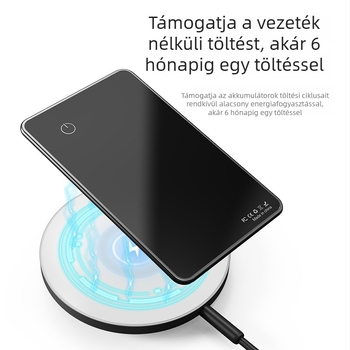 Trangjan P045 Kártya típusú anti-lopás nyomkövető vezeték nélküli töltéssel, Apple iOS-kompatibilis, Üveg anyag, globális hatótáv, <500 mAh akkumulátor