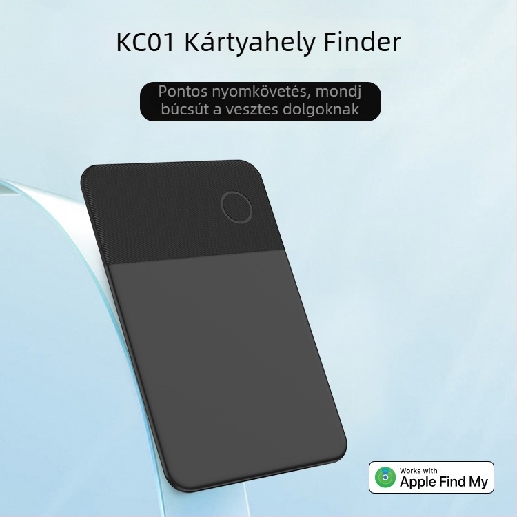 Anti-lost nyomkövető kártya pénztárca - ultra vékony, vezeték nélküli töltés, vízálló, iOS-kompatibilis; KC01, 110 mAh, hatótávolság 50 m, ABS