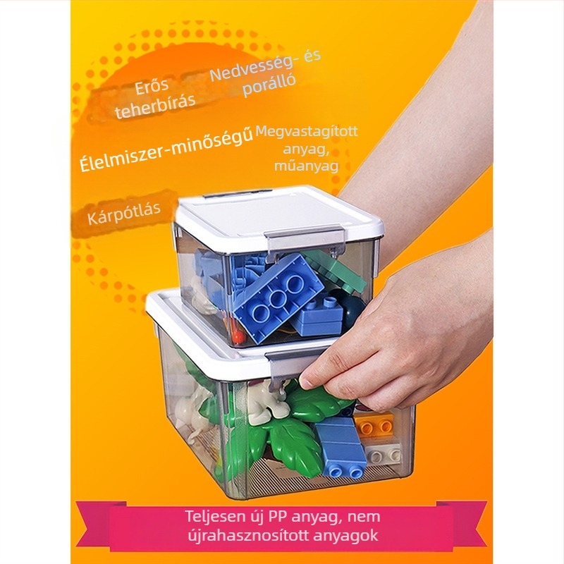 Áttetsző mini tároló LEGO alkatrészekhez – kis méretű fedeles rendező