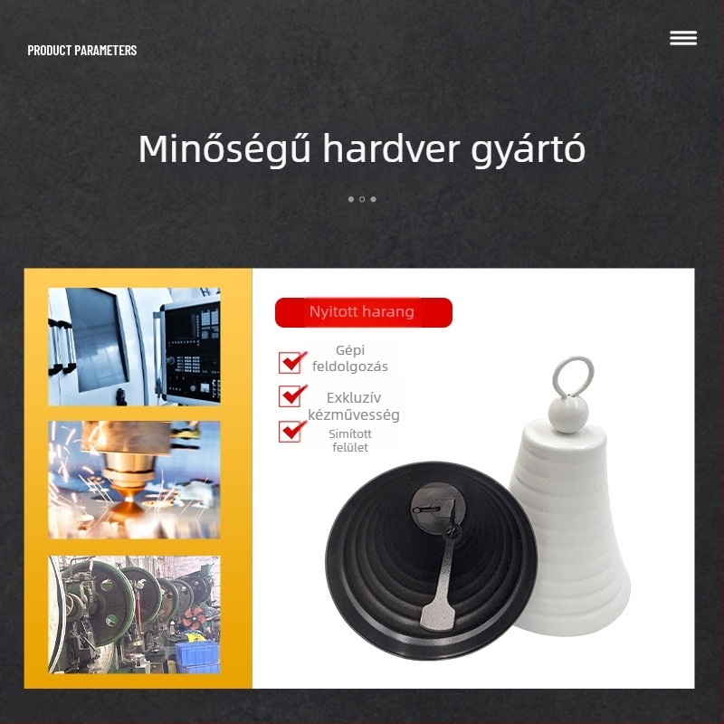 Ötvözet karácsonyi harang – modern minimál stílusú kézműves dísz, testre szabható (Anyag: Ötvözet; Stílus: Modern minimál; Kategória: Harang; Testreszabható)