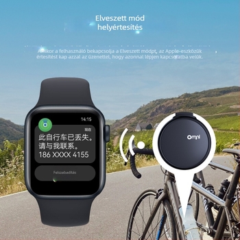 Kompakt Bluetooth nyomkövető kerékpárokhoz és elektromos járművekhez, Opd03 modell, 10 m hatótávolság, CR2016 3V elem, ABS+PC anyag, iOS-kompatibilis