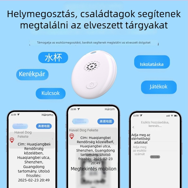Anti-vesztés Készülék D05 - Mágneses verzió; Akku kapacitás 240, Android platform, GPS, Hangkeresés, Tömeg 12 g